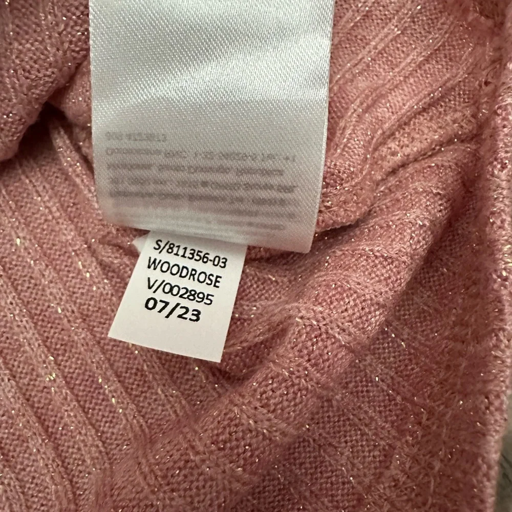 Old Navy Long Sleeve Rib-Knit Metallic T-shirt Top in Woodrose Pink Size Small - Picture 11 of 14